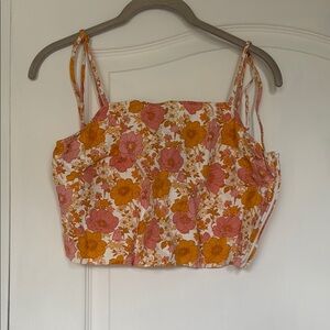 Orange and Yellow Fitted Crop Camisole
